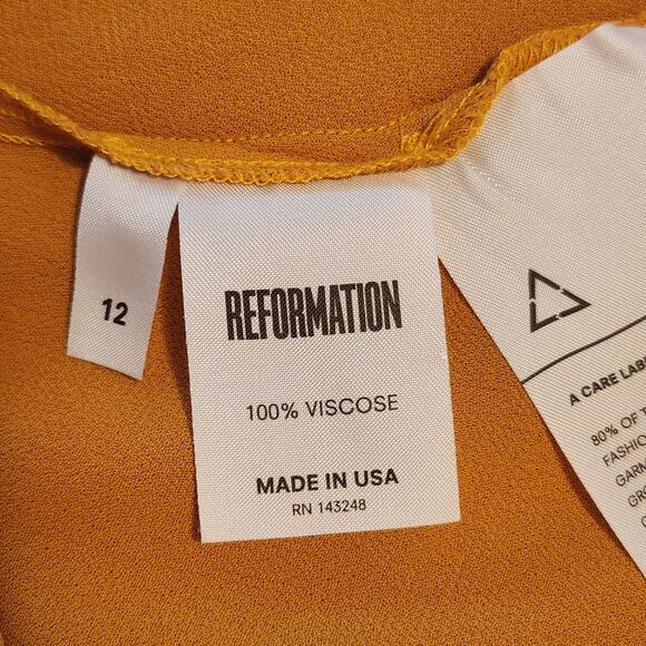 Reformation Delancey Rare Goldenrod Mustard Longsleeve Keyhole Mini Flare Sz 12 - Picture 9 of 13